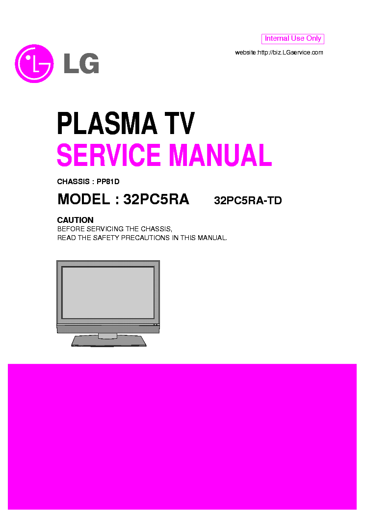 LG PP81D CHASSIS 32PC5RA PLASMA TV SM service manual (1st page)
