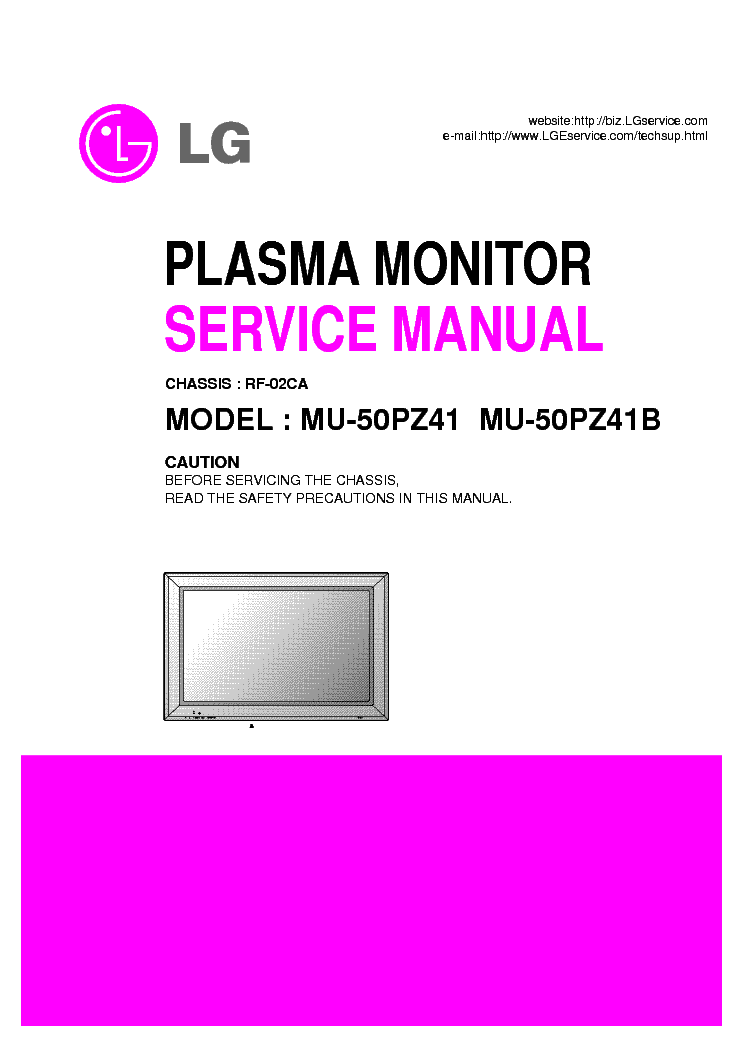 LG RF02CA CHASSIS MU50PZ41 PLASMA service manual (1st page)