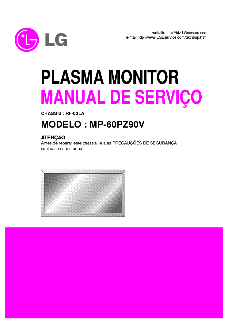 LG RF03LA CHASSIS MP-60PZ90V PLASMA TV SM service manual (1st page)