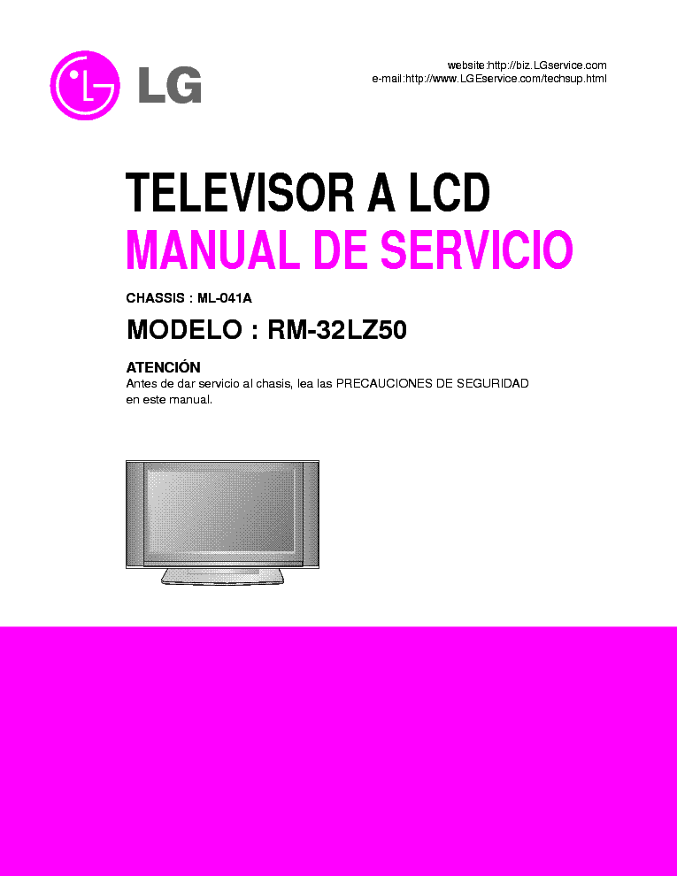 LG RM-32LZ50 SP CH ML041A service manual (1st page)