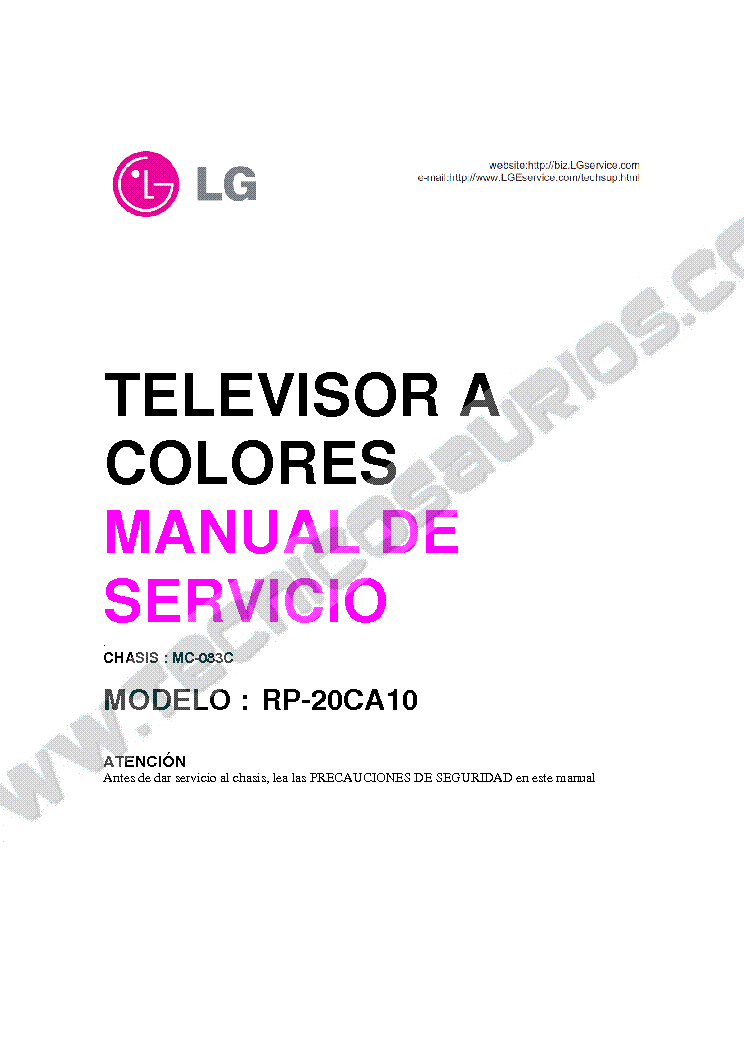 LG RP-20CA10A CHASSIS MC083C service manual (1st page)