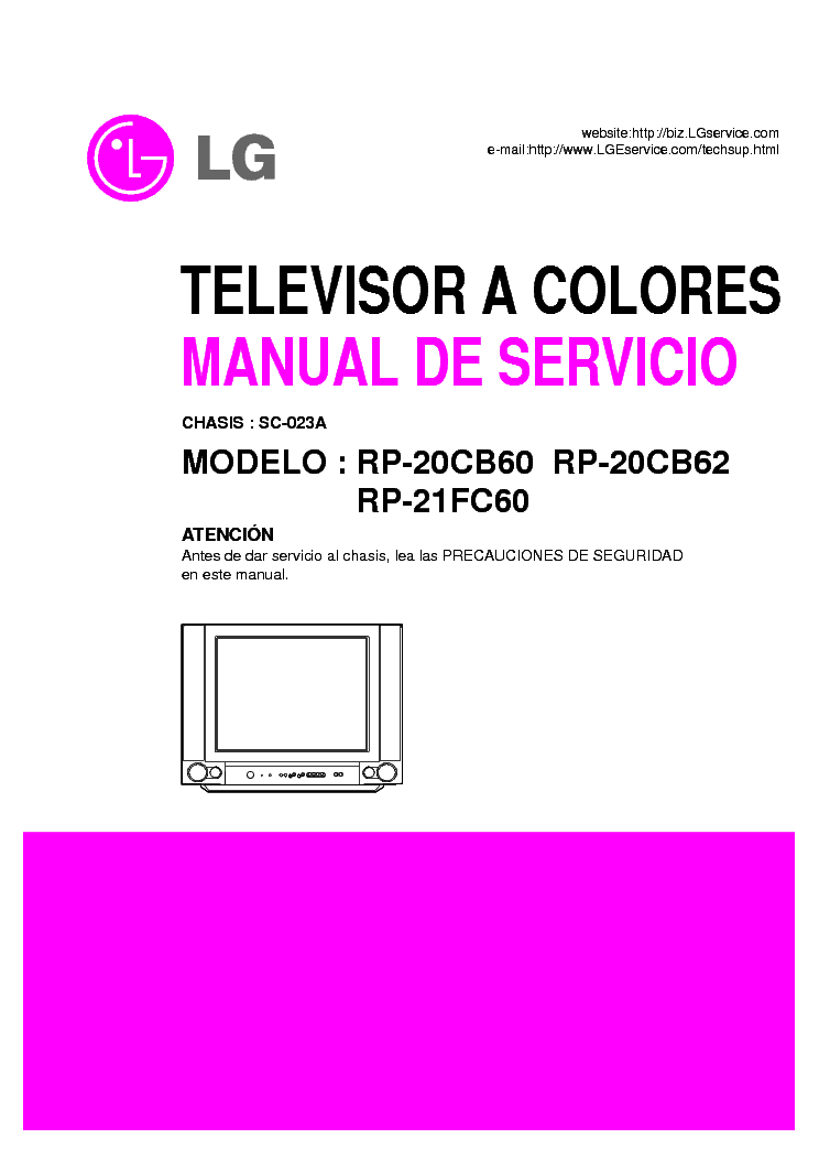 LG RP-20CB60,62 RP-21FC60 CHASSIS SC-023A SM service manual (1st page)