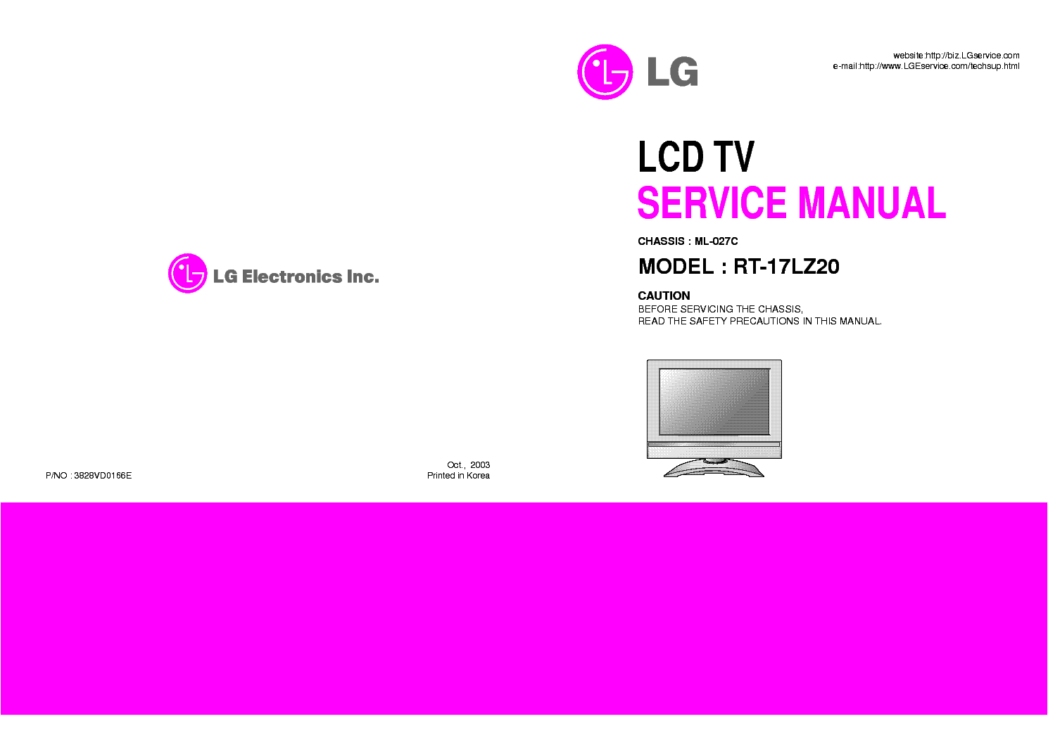 LG RT-17LZ20 CHASSIS ML-027C SM service manual (1st page)