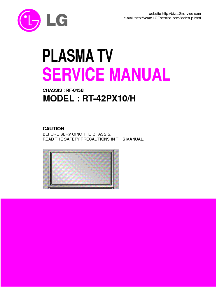 LG RT-42PX10-H service manual (1st page)