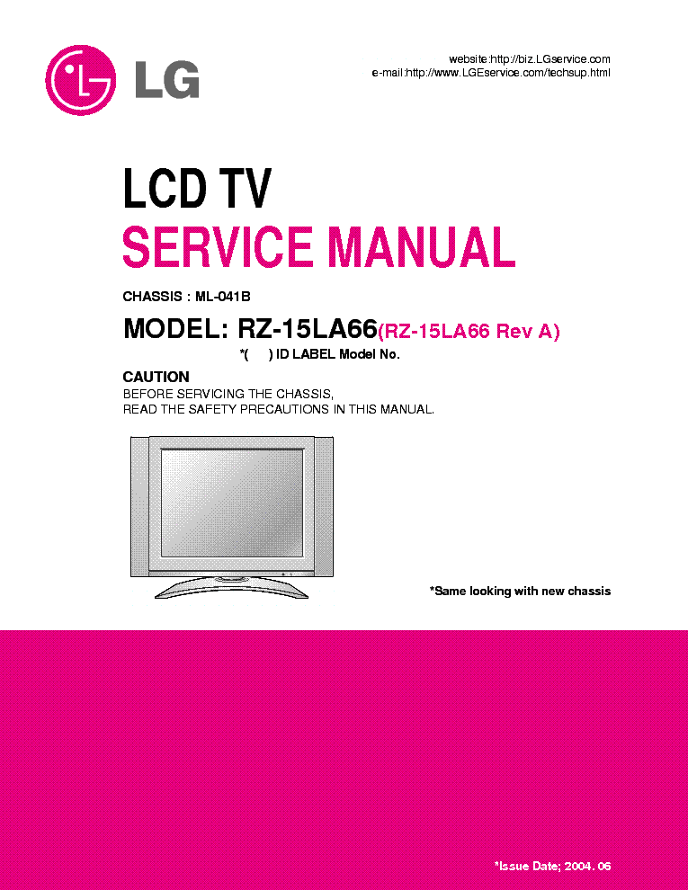 LG RZ-15LA66 CH ML041B service manual (1st page)