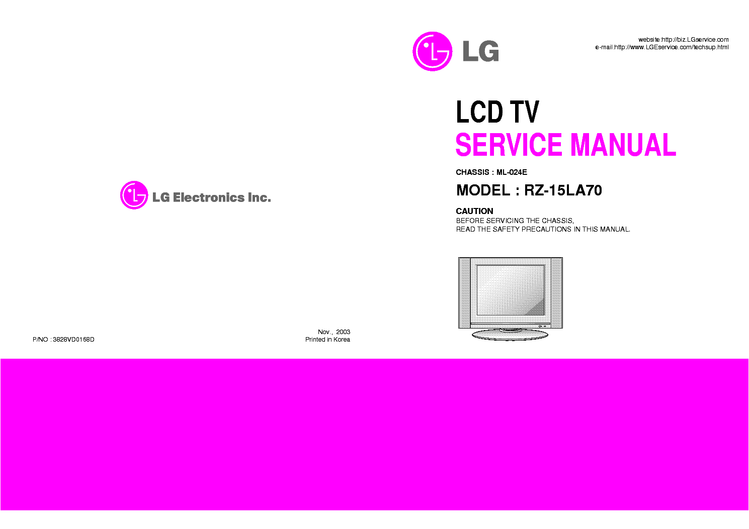 LG RZ-15LA70 CH ML-024E SM service manual (1st page)