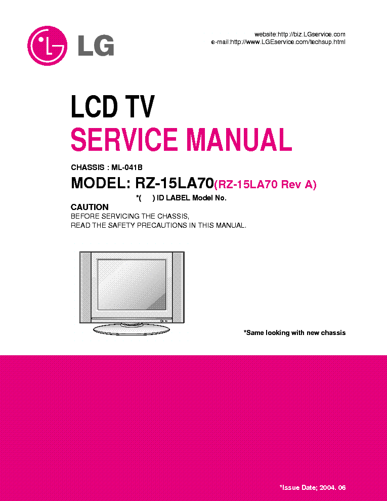 LG RZ-15LA70 CHASSIS ML-041B SM service manual (1st page)