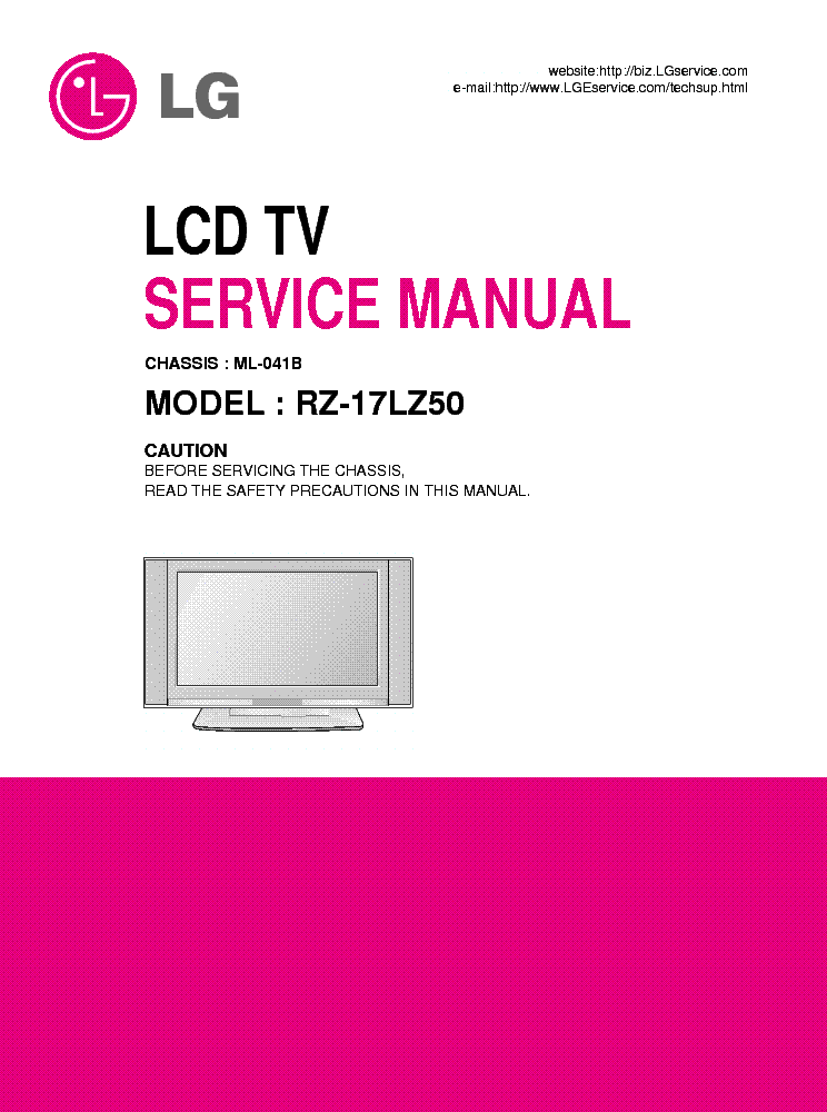 LG RZ-17LZ50 ML-041B service manual (1st page)