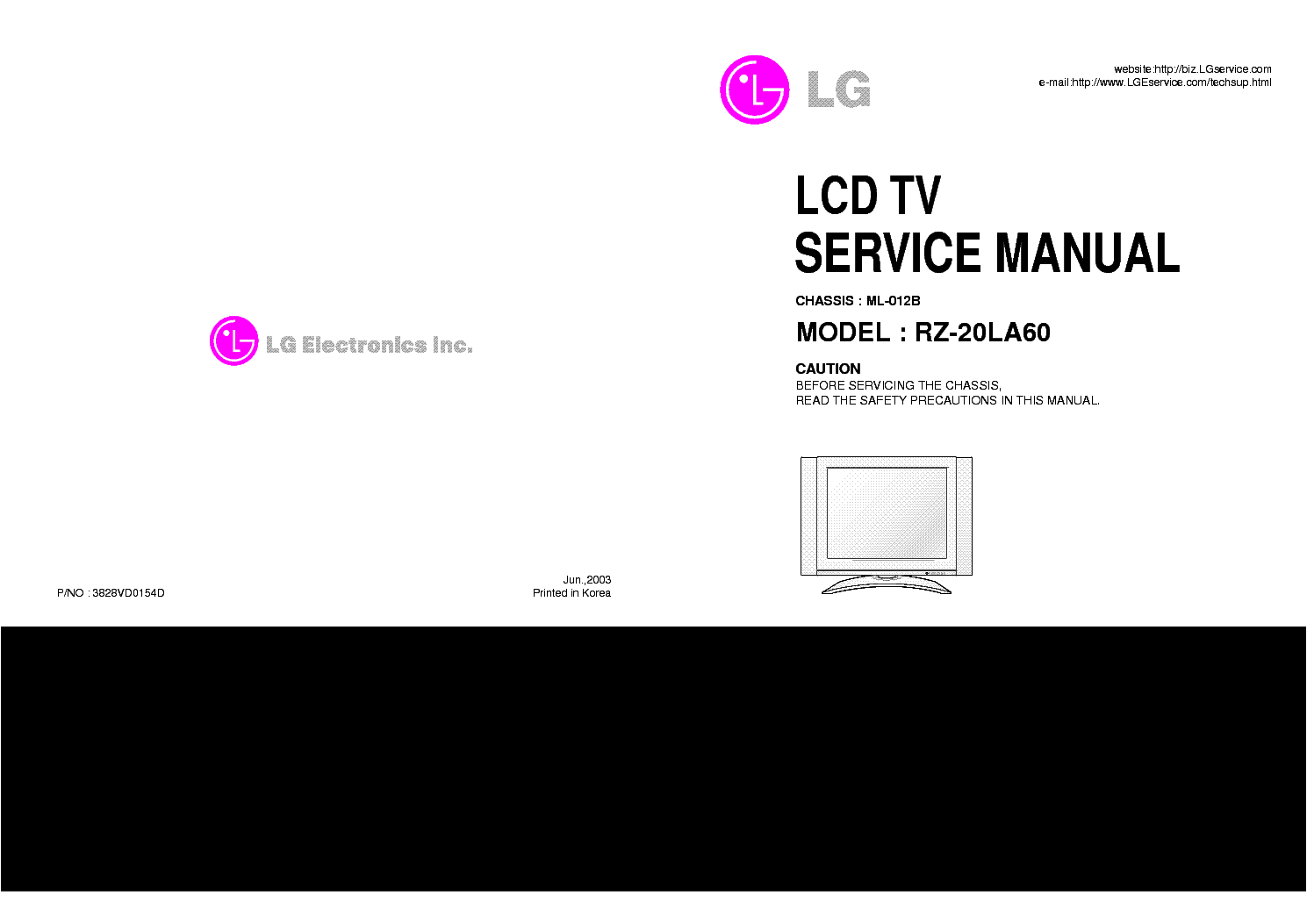 LG RZ-20LA60 CHASSIS ML-012B SM service manual (1st page)