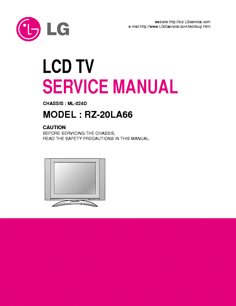 LG RZ-20LA66K CH ML-024D service manual (1st page)