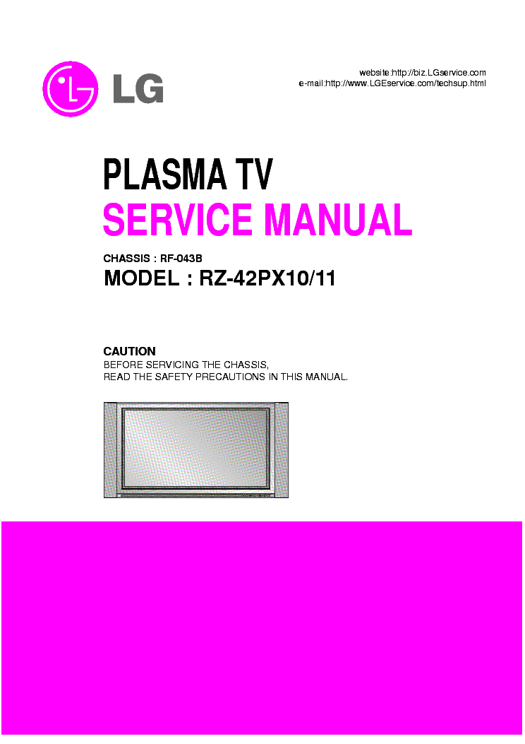 LG RZ-42PX10 PX11 CHASSIS RF-043B SM2 service manual (1st page)