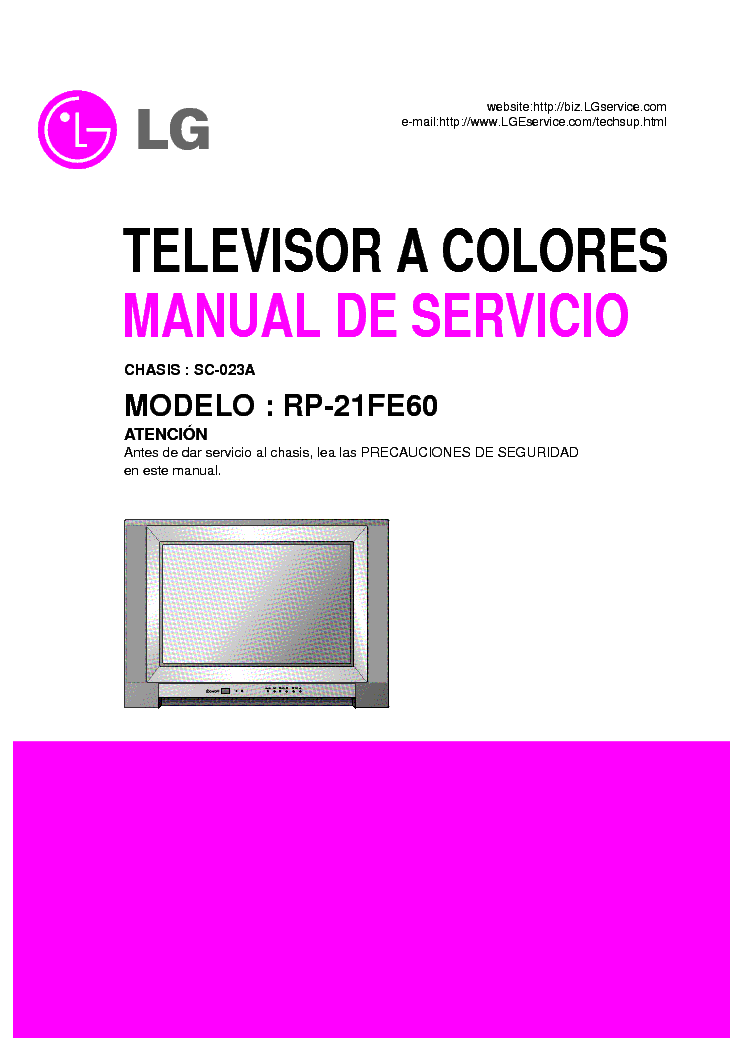 LG SC023A CHASSIS RP21FE60 TV SM service manual (1st page)