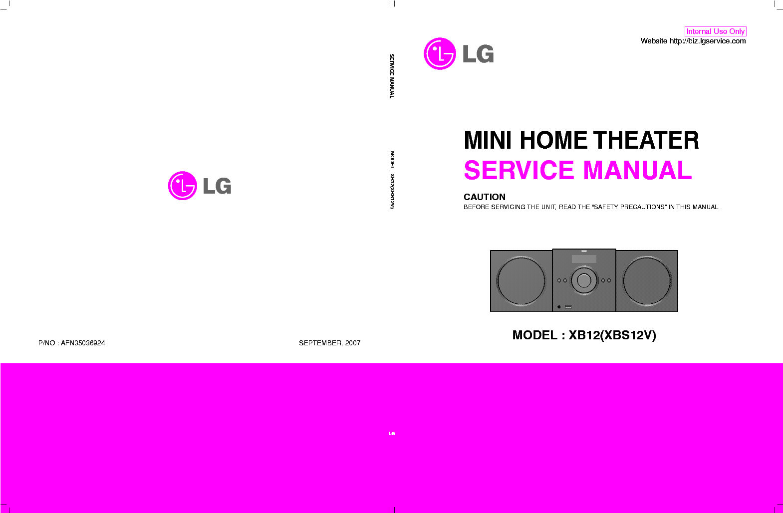 LG XB12 XBS12V SM service manual (1st page)