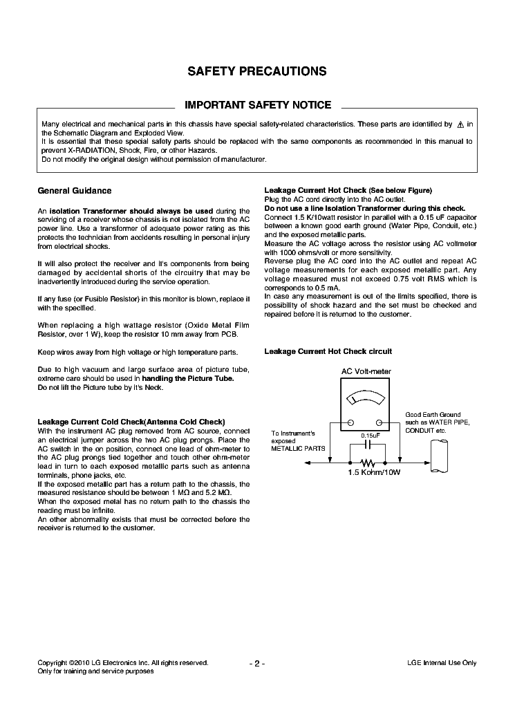 LG ZENITH Z42PJ240 CHASSIS PU01A service manual (2nd page)