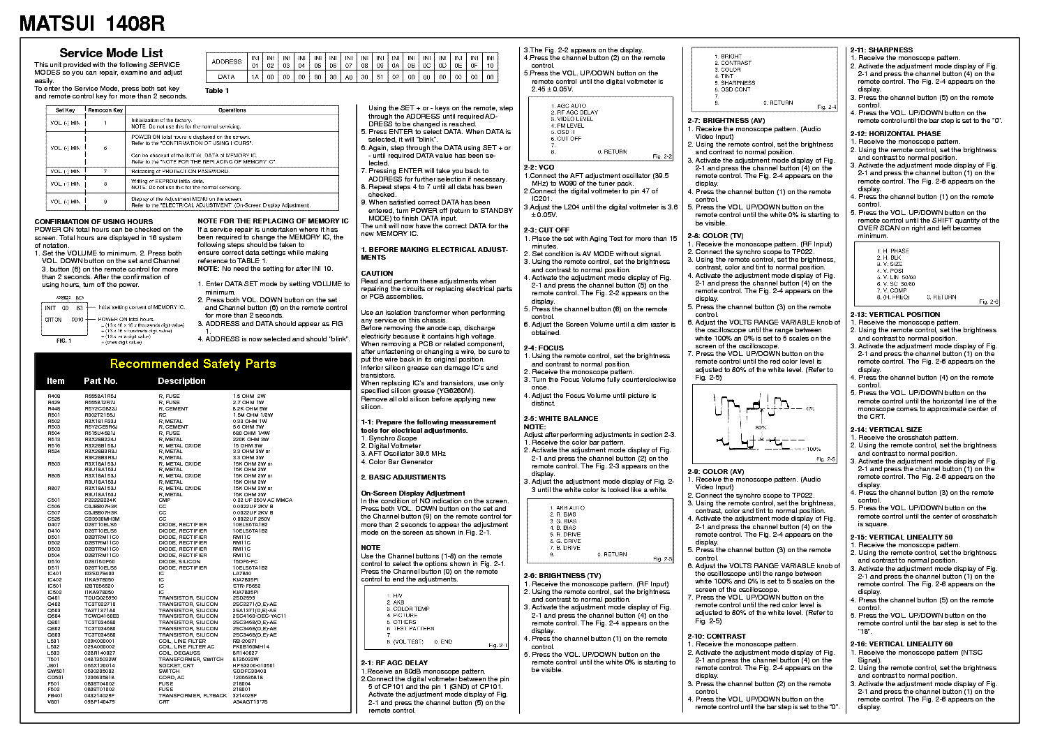 MATSUI 1408R service manual