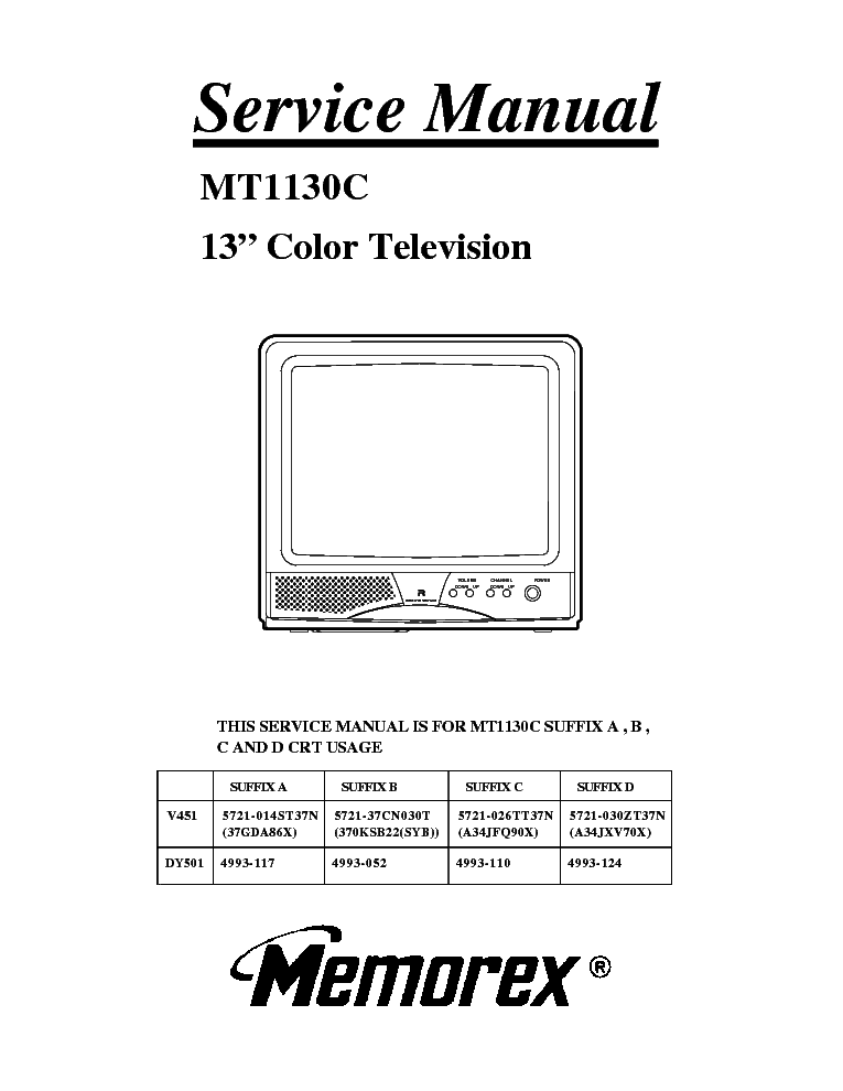 MEMOREX MT1130C Service Manual download, schematics, eeprom, repair ...