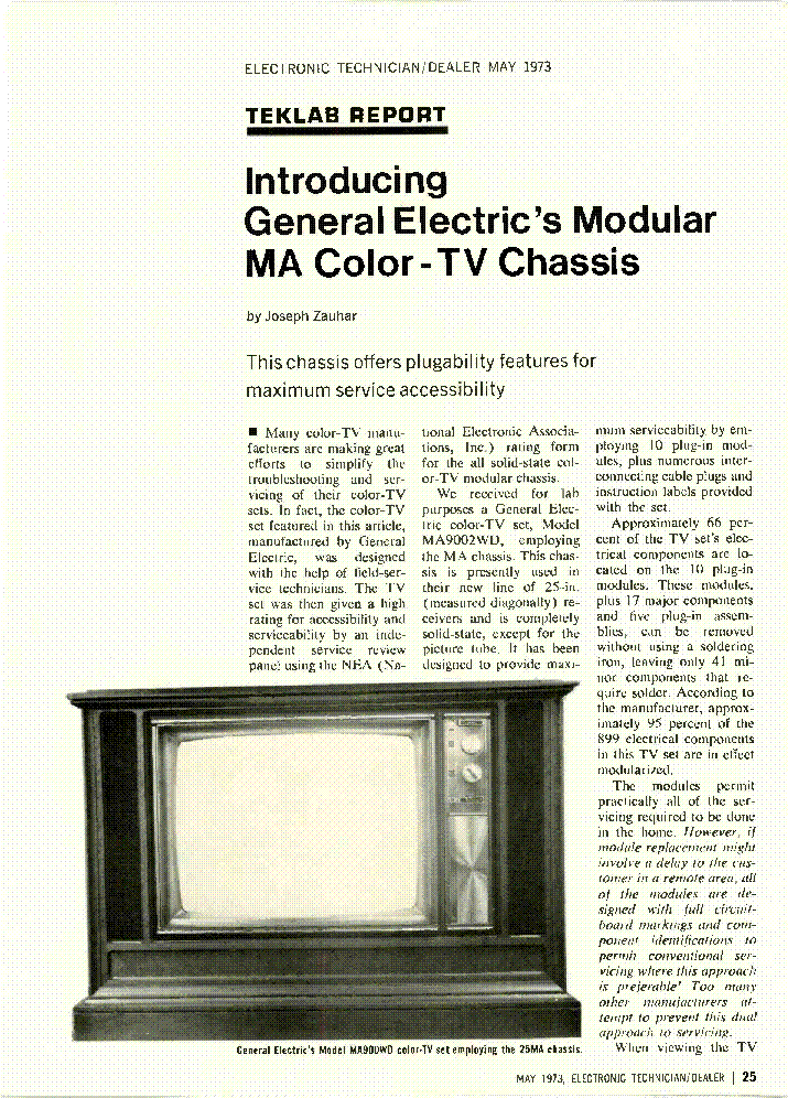 GENERAL ELECTRIC MA COLOR service manual