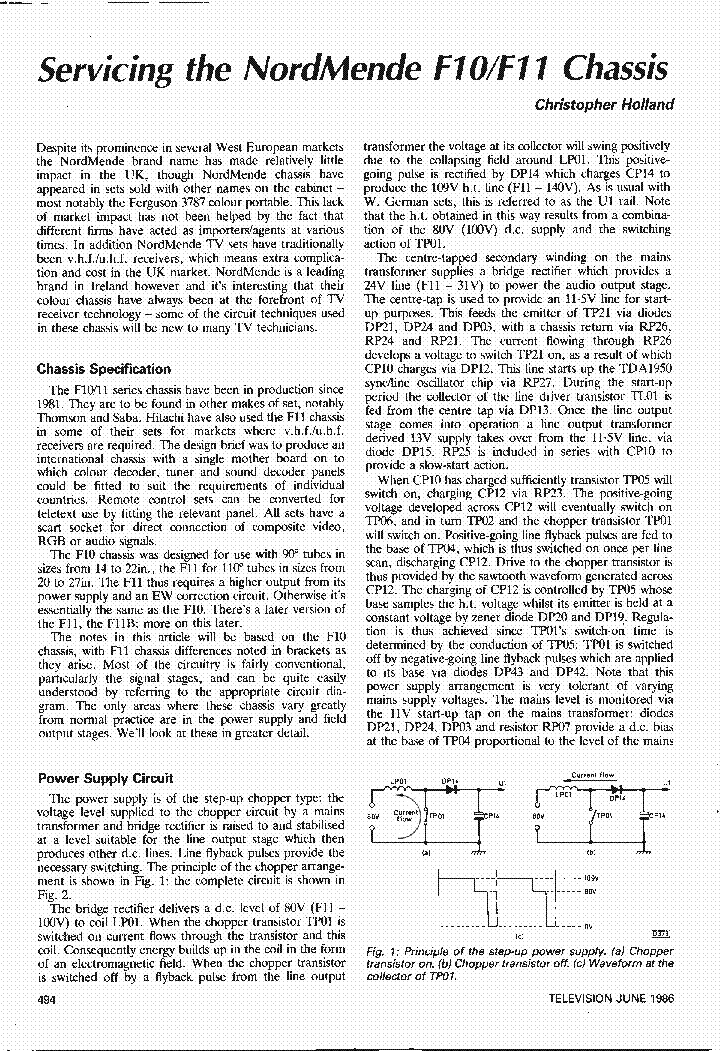 NORDMENDE F10 F11 CHASSIS TV 1986 06 service manual