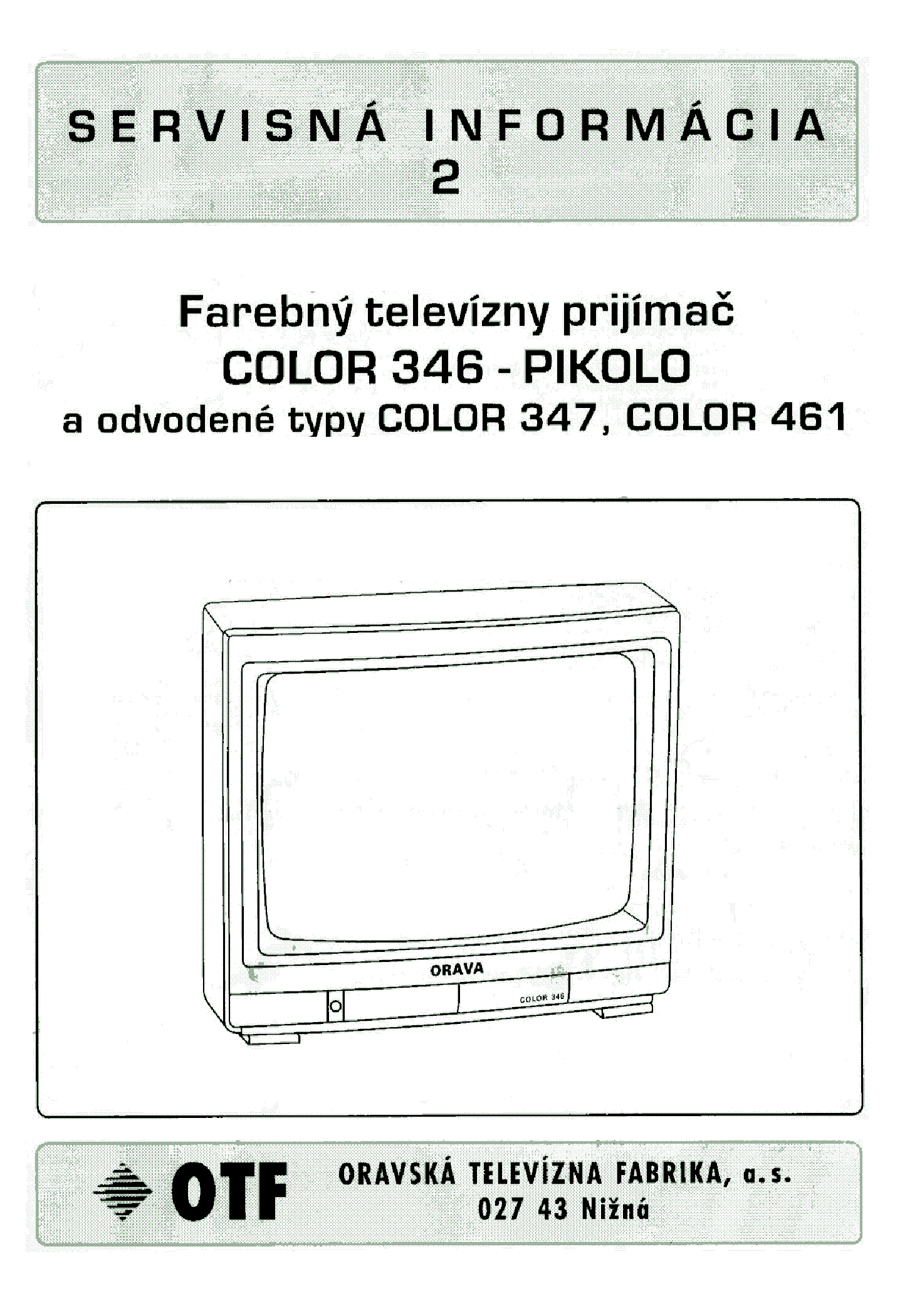 ORAVA COLOR346 347 461 service manual