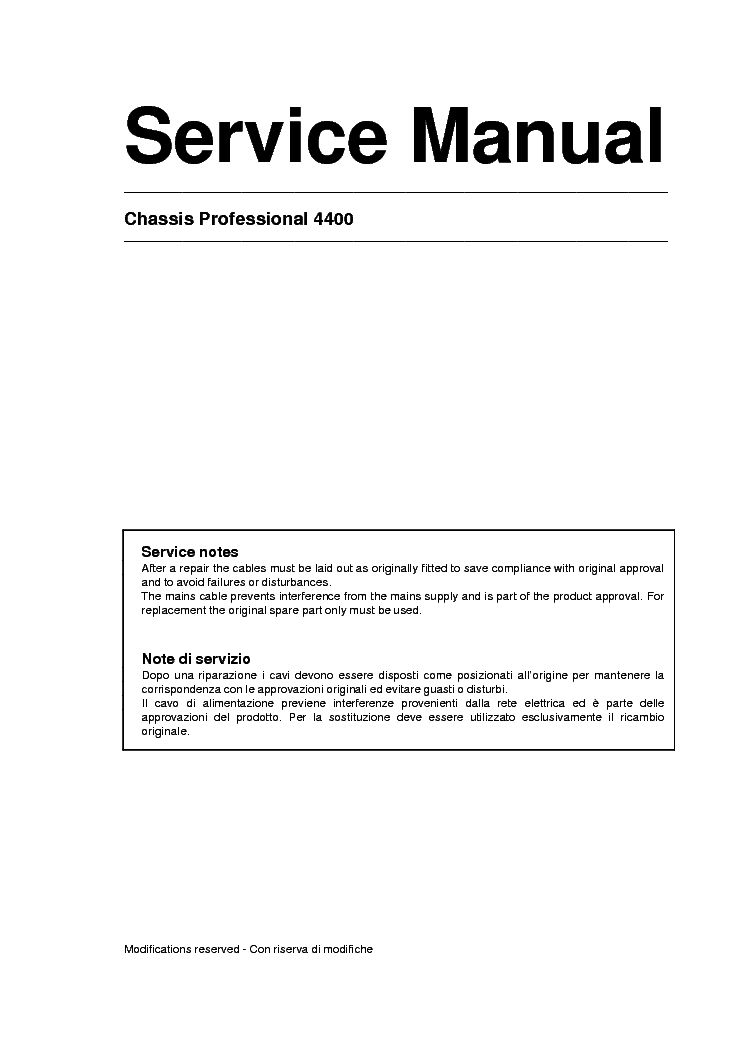ORION PROFESSIONAL 4400 CHASSIS service manual