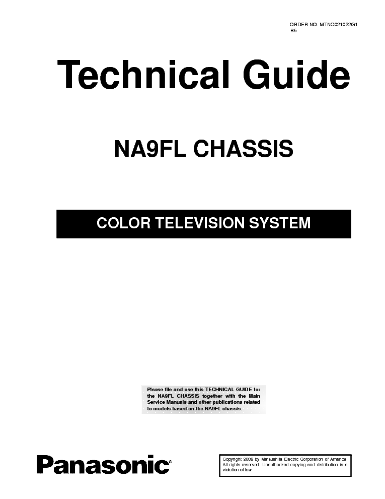 PANASONIC CHASSIS NA9FL TECHNICAL GUIDE service manual