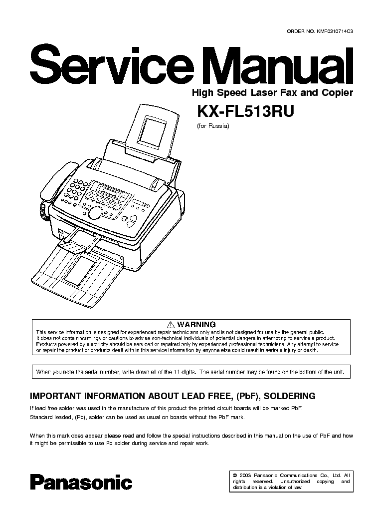 KX-FL513 SERVICE MANUAL PDF