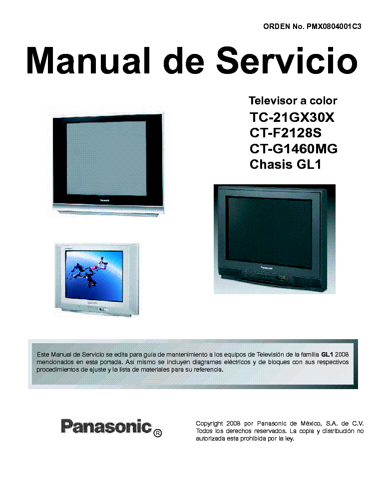PANASONIC TC-21GX30X CT-F2128S CT-G1460MG CT-F2121G CHASSIS GL1 service manual (1st page)