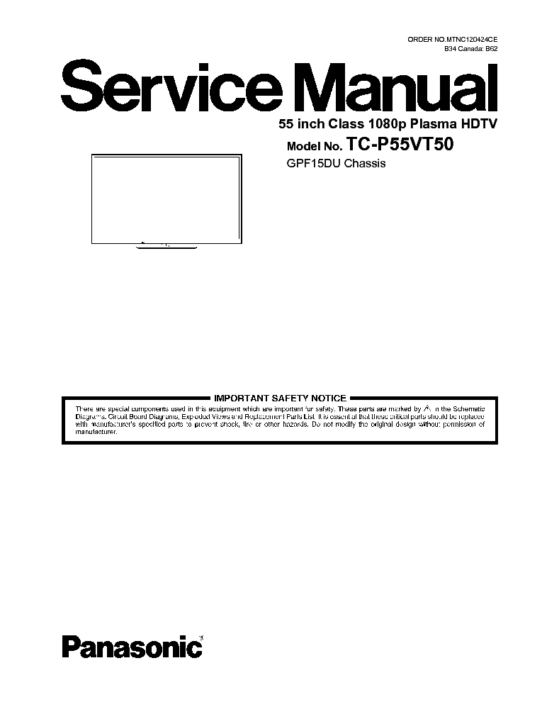 PANASONIC TC-P55VT50 CHASSIS GPF15DU service manual (1st page)