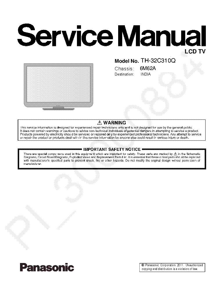 PANASONIC TH-32C310Q CHASSIS 6M62A service manual