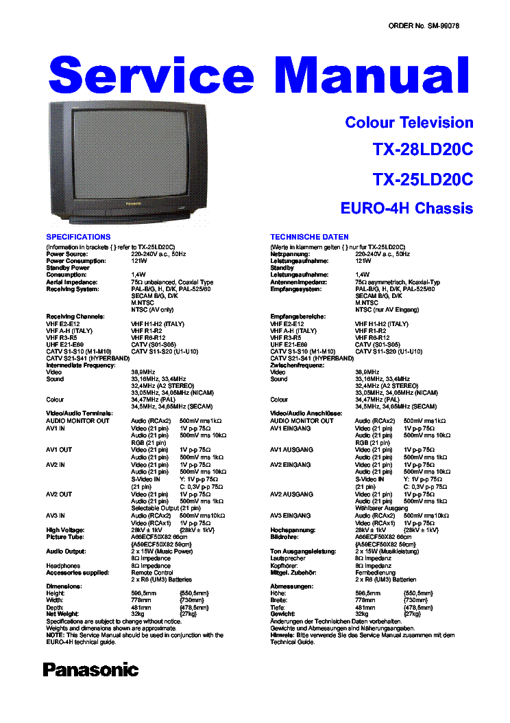 PANASONIC TX-28-25LD20C SM service manual