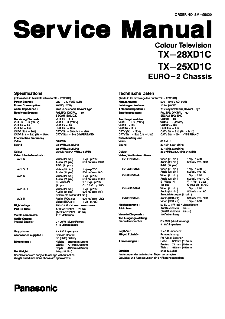 PANASONIC TX-28XD1C SM service manual (2nd page)
