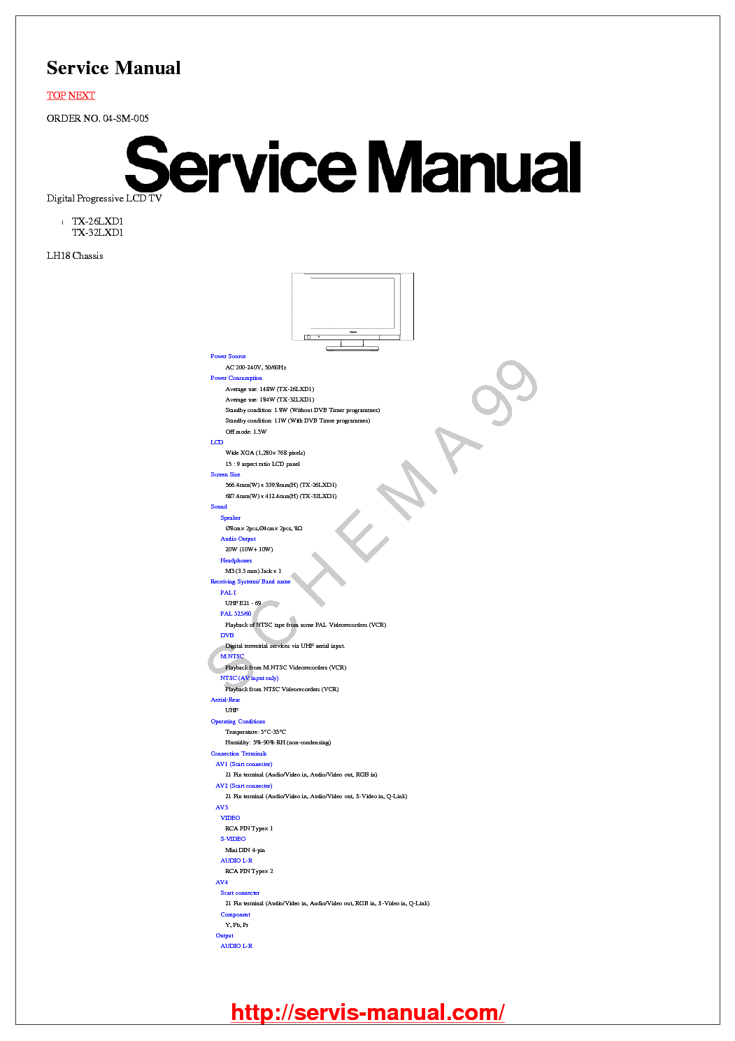 PANASONIC TX-32LXD1 service manual