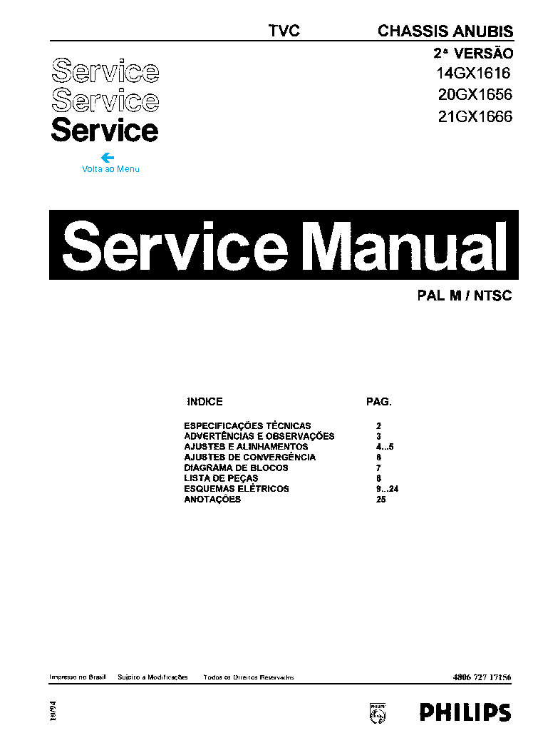 PHILIPS 14GX1616 20GX1656 21GX1666 CH ANUBIS VER2 service manual (1st page)
