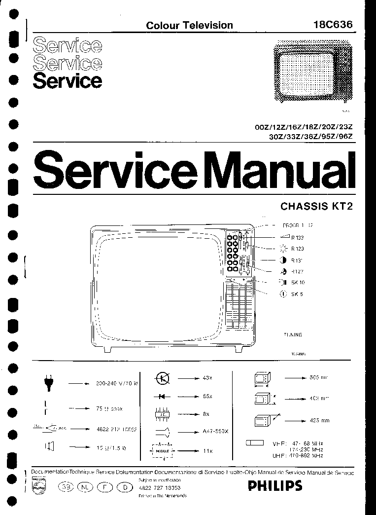 PHILIPS 18C636-12Z-00Z-12Z-16Z-18Z-20Z-23Z-30Z-33Z-38Z-95Z-96Z CHASSIS KT2 INSTRUCTION SCH service manual (1st page)