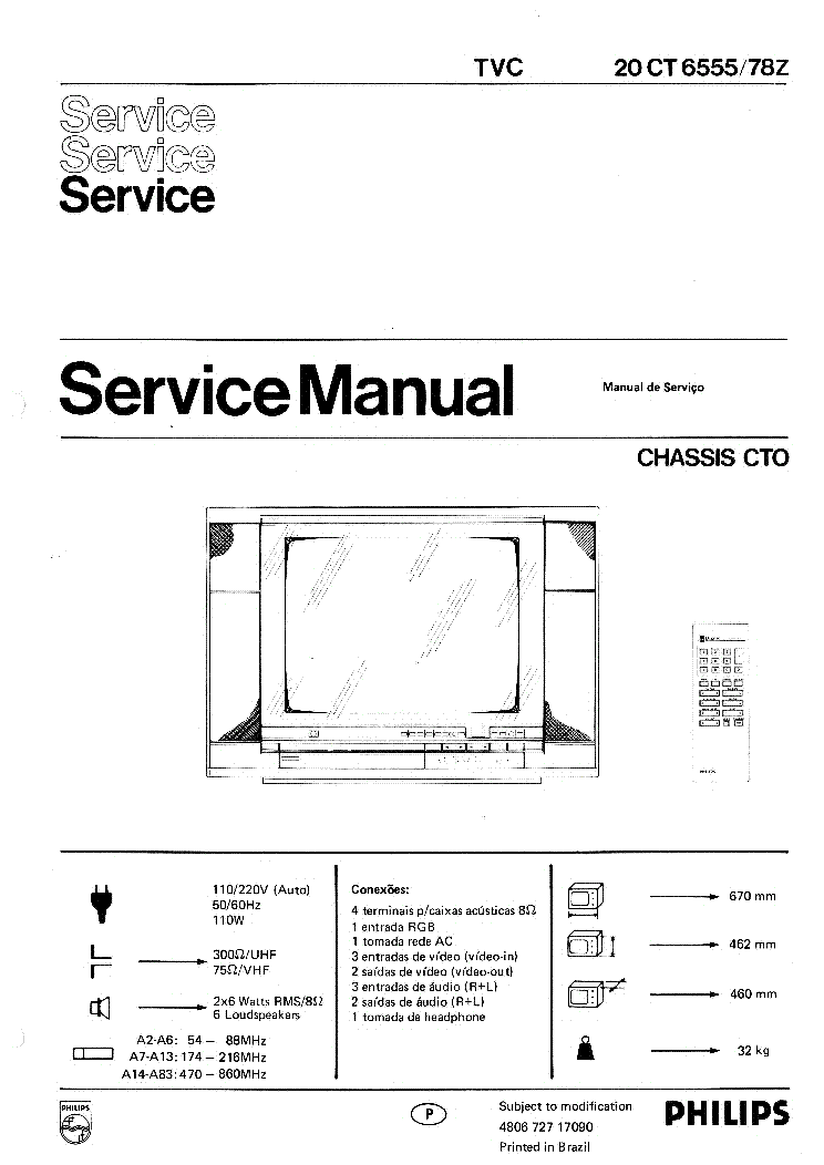 PHILIPS 20CT6555 78Z CHASSIS CTO SM service manual (1st page)