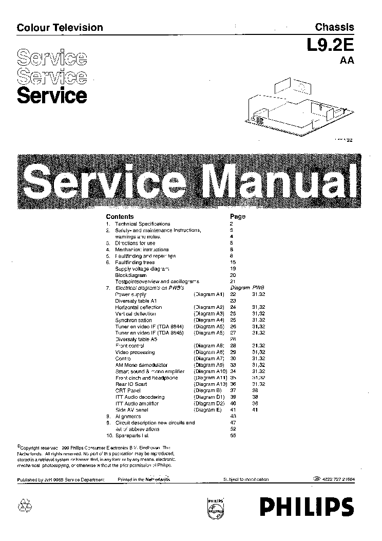 PHILIPS 20PT1554-58 CH L9.2E-AA service manual (1st page)