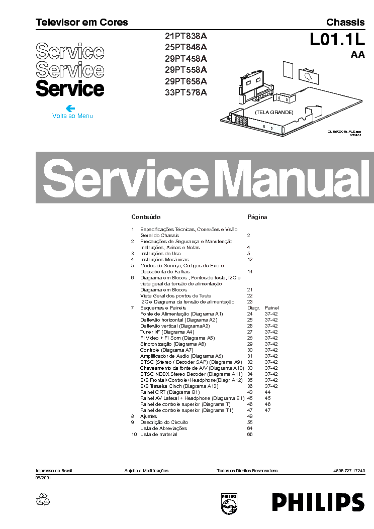 PHILIPS 21,25,29,PT838A,33PT578A CH L01.1L service manual (1st page)