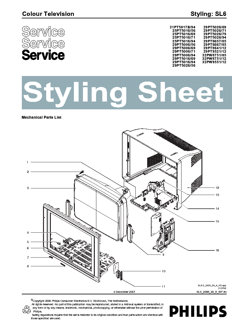 PHILIPS 21PT5017B STYLING-SL6 service manual (1st page)