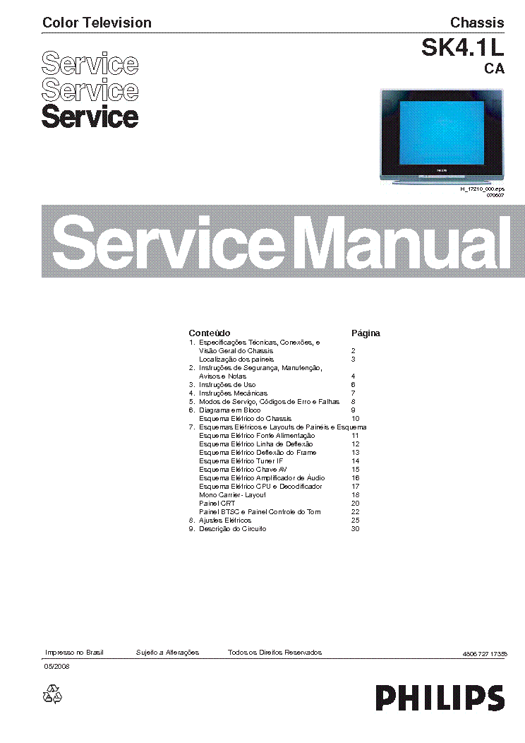 PHILIPS 21PT9467 CHASSIS SK4 1L CA service manual (1st page)