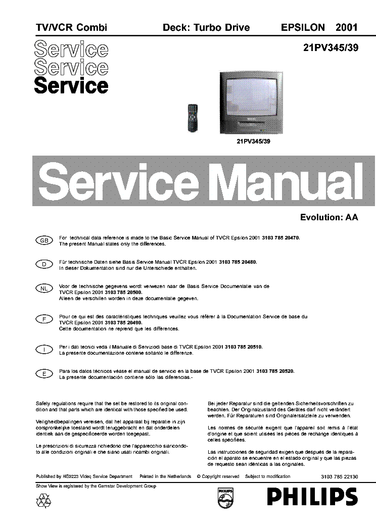 PHILIPS 21PV345-39 service manual (1st page)