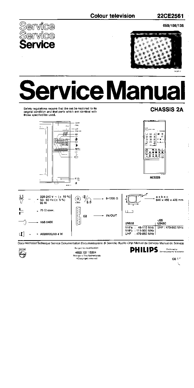 PHILIPS 22CE2561 SCH service manual (1st page)