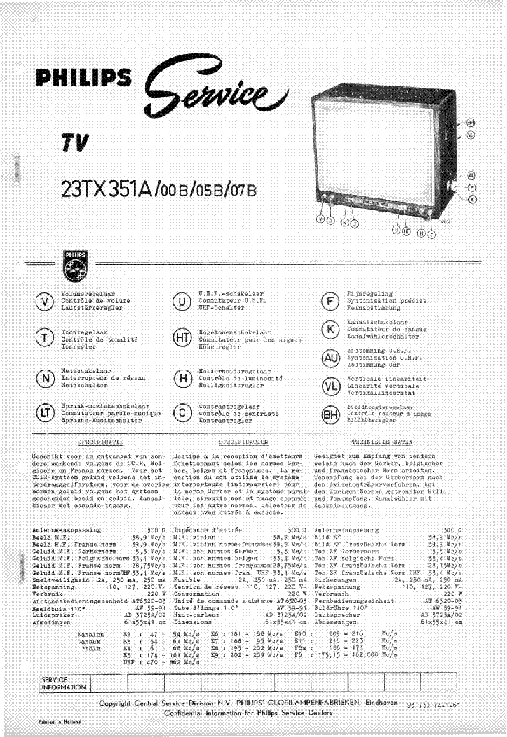 PHILIPS 23TX351A-00B-05B-07B SM service manual (1st page)