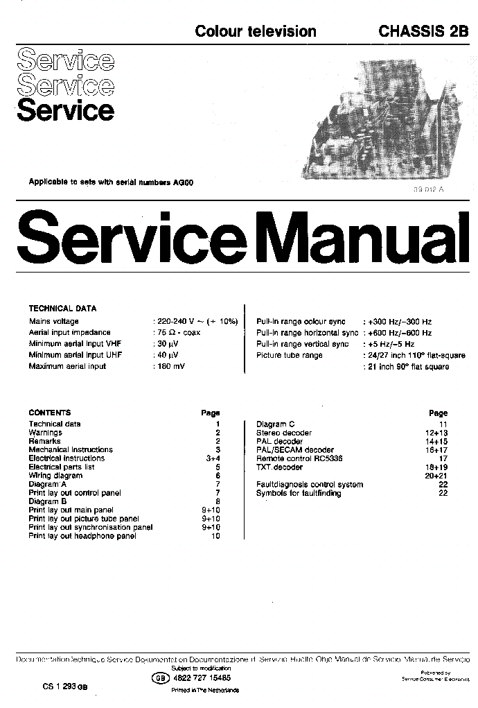 PHILIPS 25CT8880 CH 2B service manual (1st page)