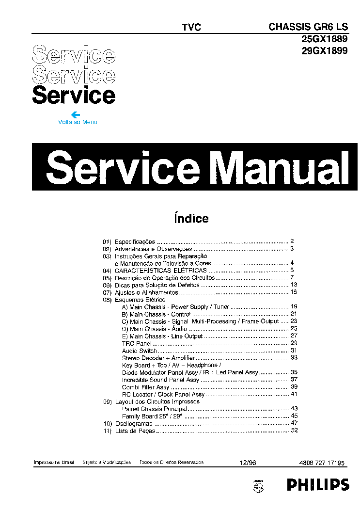 PHILIPS 25GX1889,29GX1899 CHASSIS GR6-LS service manual (1st page)