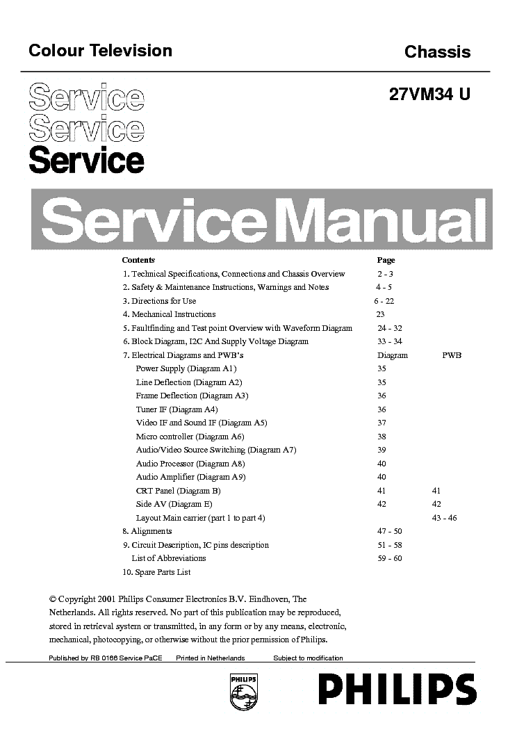 PHILIPS 27VM34-U SM service manual (1st page)
