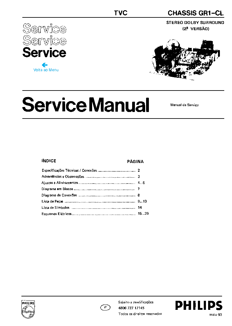 PHILIPS 28GR7585 CHASSIS GR1-CL SM service manual (1st page)