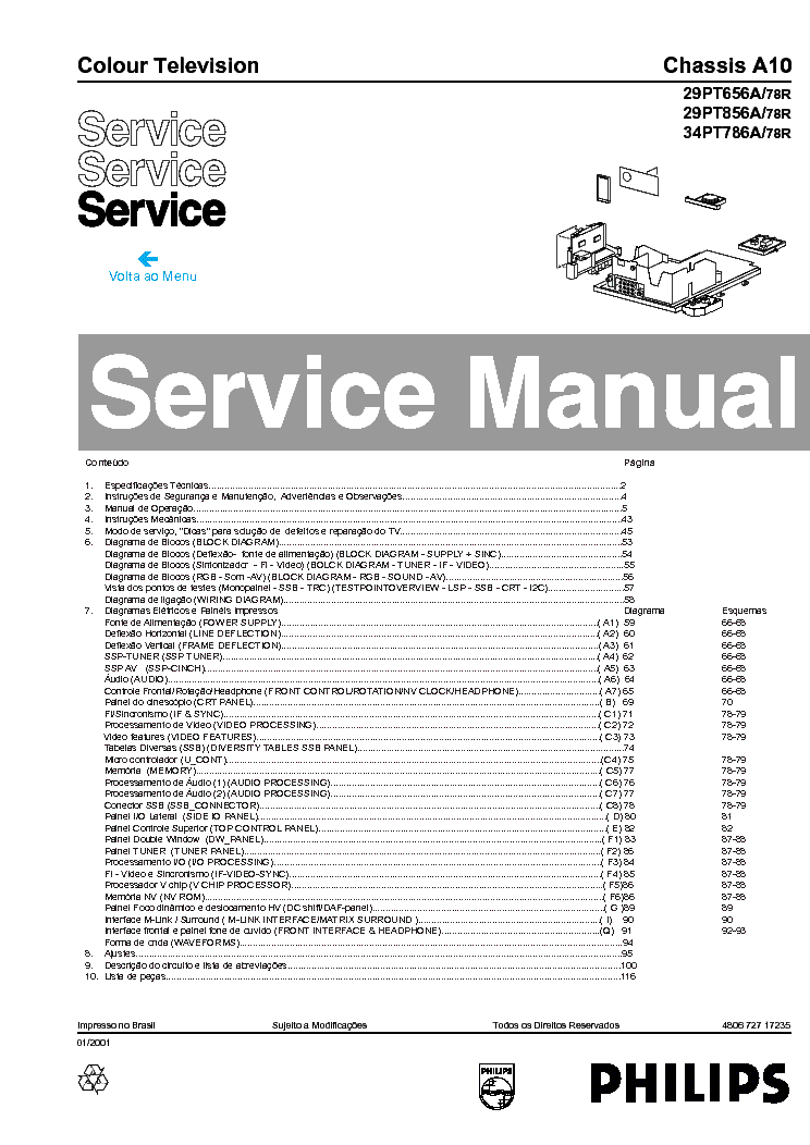 PHILIPS 29PT656,856,34PT786 CH A10 service manual (1st page)