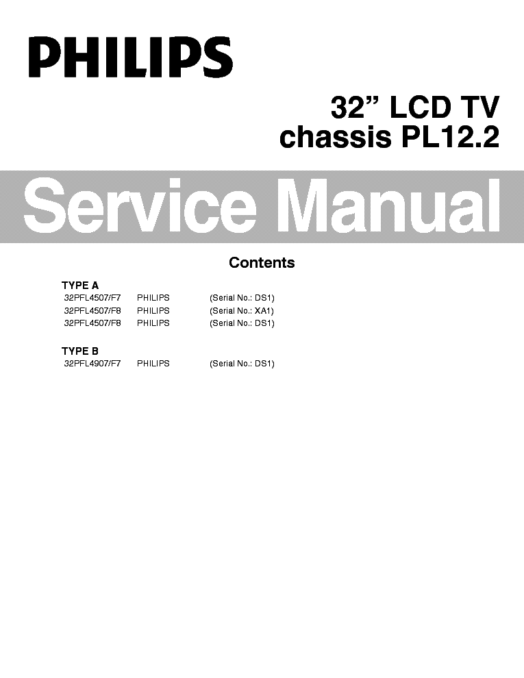 Philips 32pfl4507 F7 F8 32pfl4907 F7 32pfl2507 F7 Chassis Pl12 2 Sm Service Manual Download Schematics Eeprom Repair Info For Electronics Experts