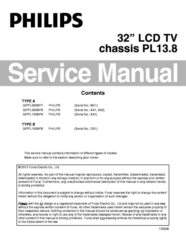 PHILIPS 32PFL 3508 F 8 service manual (1st page)