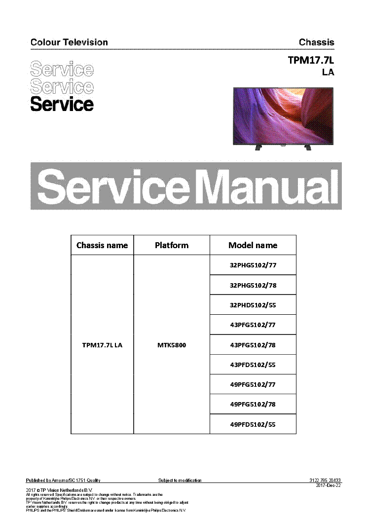PHILIPS 32PHG5102 TPM17.7L LA SM service manual (1st page)